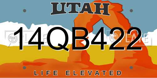 14QB422 Utah License Plate