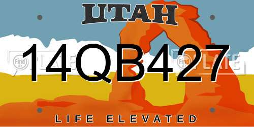 14QB427 Utah License Plate