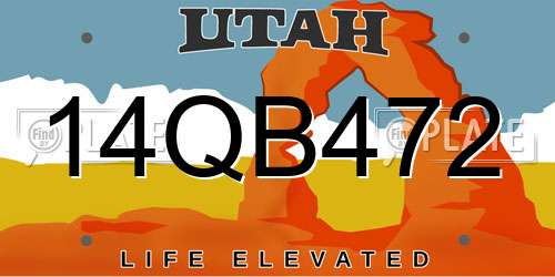 14QB472 Utah License Plate