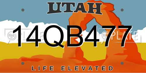 14QB477 Utah License Plate