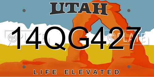 14QG427 Utah License Plate