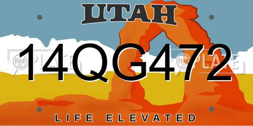 14QG472 Utah License Plate