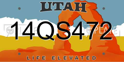 14QS472 Utah License Plate