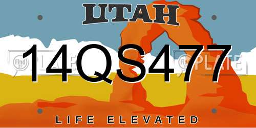 14QS477 Utah License Plate