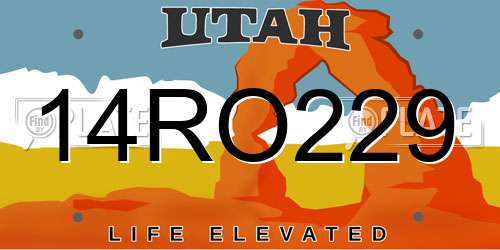 14RO229 Utah License Plate