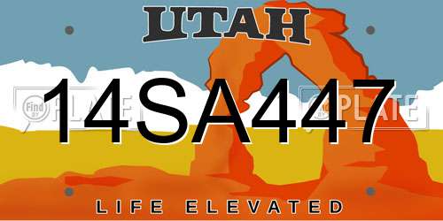 14SA447 Utah License Plate