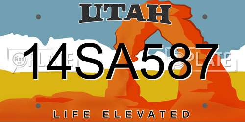 14SA587 Utah License Plate