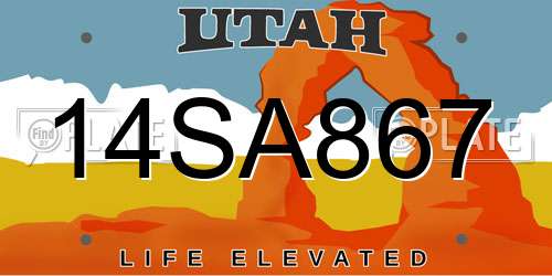 14SA867 Utah License Plate