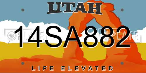 14SA882 Utah License Plate