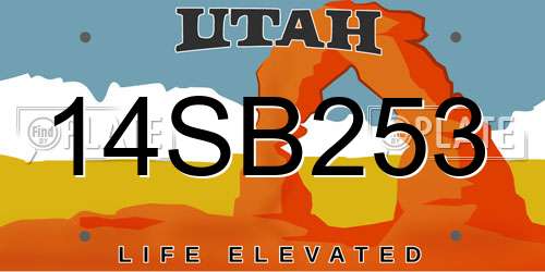 14SB253 Utah License Plate