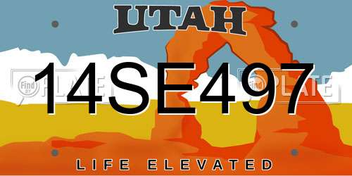 14SE497 Utah License Plate
