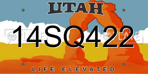 14SQ422 Utah License Plate