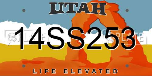 14SS253 Utah License Plate