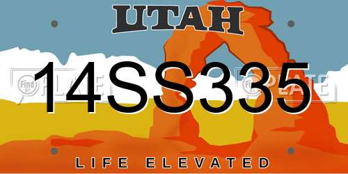 14SS335 Utah License Plate