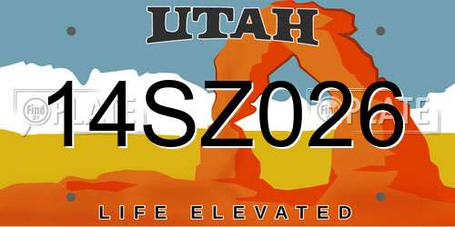 14SZ026 Utah License Plate