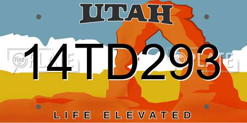 14TD293 Utah License Plate