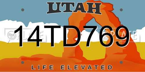 14TD769 Utah License Plate