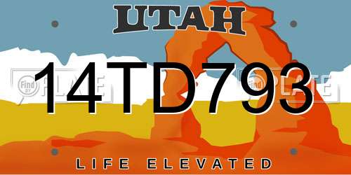 14TD793 Utah License Plate