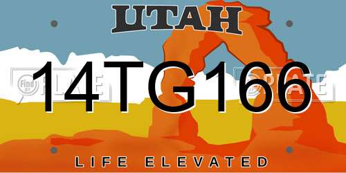 14TG166 Utah License Plate