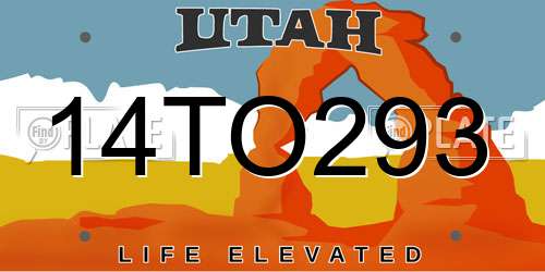 14TO293 Utah License Plate