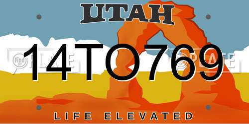 14TO769 Utah License Plate