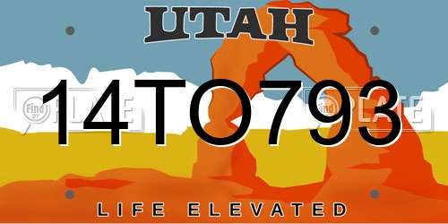 14TO793 Utah License Plate