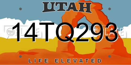14TQ293 Utah License Plate