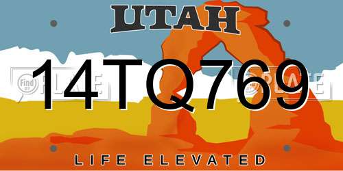 14TQ769 Utah License Plate