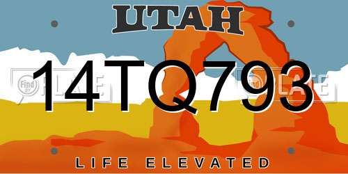 14TQ793 Utah License Plate