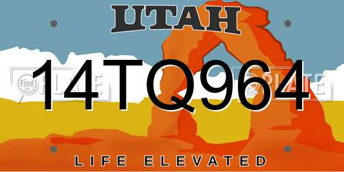 14TQ964 Utah License Plate