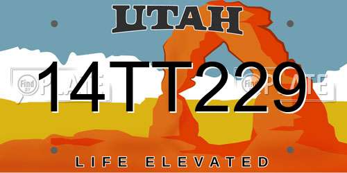 14TT229 Utah License Plate