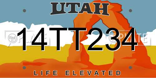 14TT234 Utah License Plate