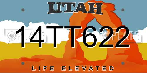 14TT622 Utah License Plate