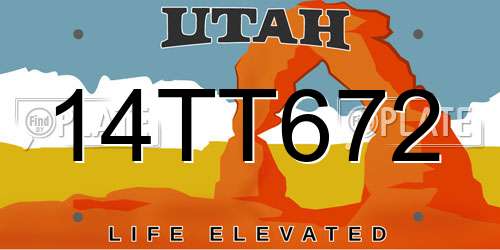 14TT672 Utah License Plate