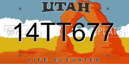 14TT677 Utah License Plate