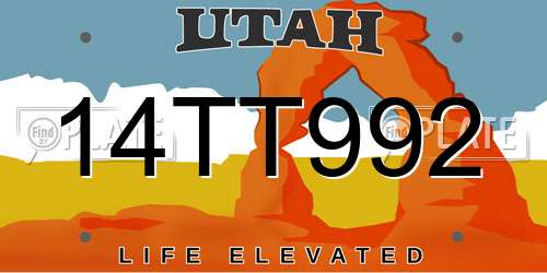 14TT992 Utah License Plate