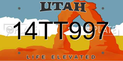 14TT997 Utah License Plate