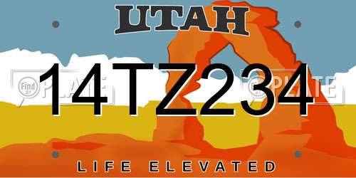 14TZ234 Utah License Plate