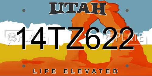 14TZ622 Utah License Plate