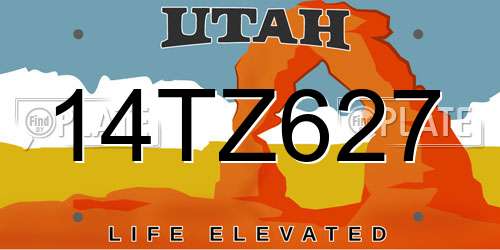 14TZ627 Utah License Plate