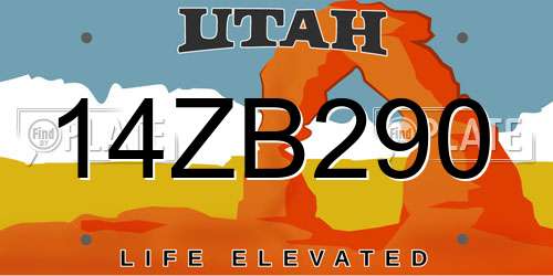 14ZB290 Utah License Plate