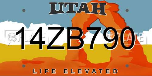 14ZB790 Utah License Plate