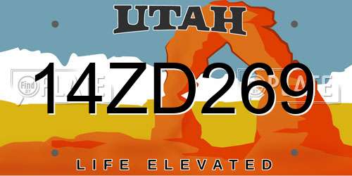 14ZD269 Utah License Plate