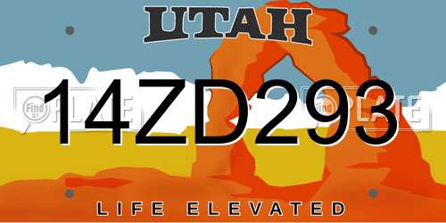 14ZD293 Utah License Plate