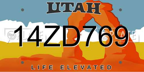 14ZD769 Utah License Plate