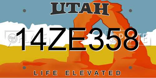 14ZE358 Utah License Plate