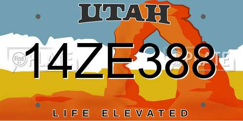 14ZE388 Utah License Plate