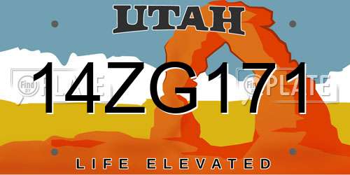 14ZG171 Utah License Plate