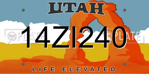 14ZI240 Utah License Plate