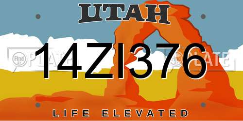 14ZI376 Utah License Plate